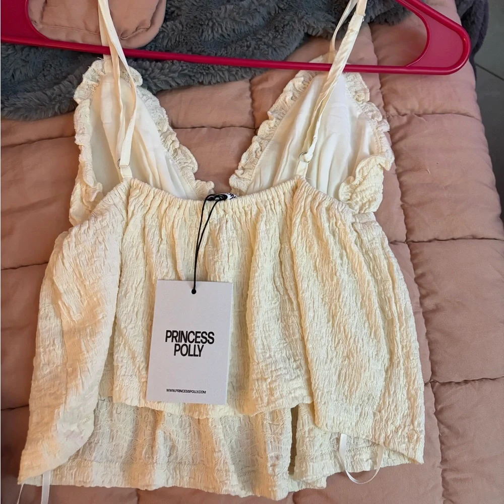 Cream Ruffled Women's Top - Picture 2 of 3